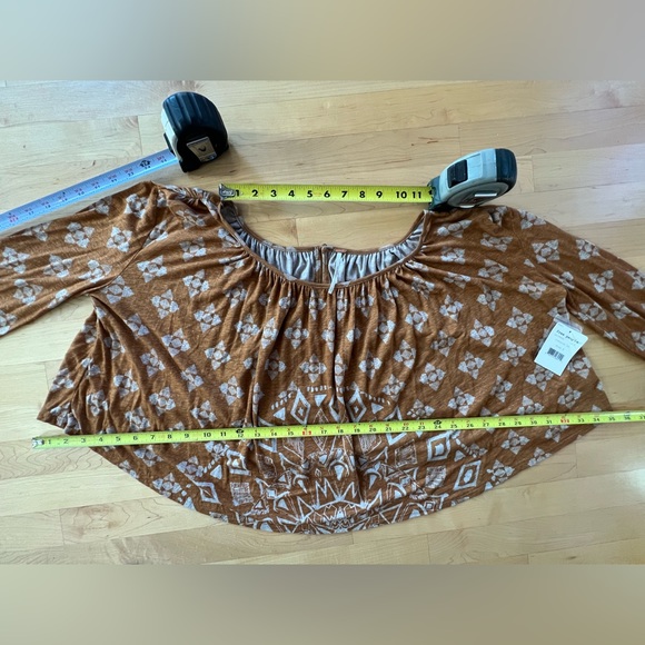 🍂Free People Dazed Swing Long Sleeve Crop Top Women’s Small Brown/Tobacco Boho - Picture 15 of 17